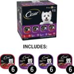 CESAR Wet Dog Food Classic Loaf in Sauce Beef Recipe, Filet Mignon, Grilled Chicken and Porterhouse Steak Variety Pack,. Easy Peel Trays. 3.5 Ounce (Pack of 24)